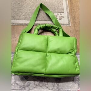 NWOT Green Quilted Pillow Shoulder Bag